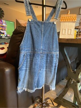 Free People Blue Denim Overall Pinafore Dress